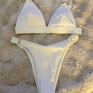 White Ribbed Bikini Set